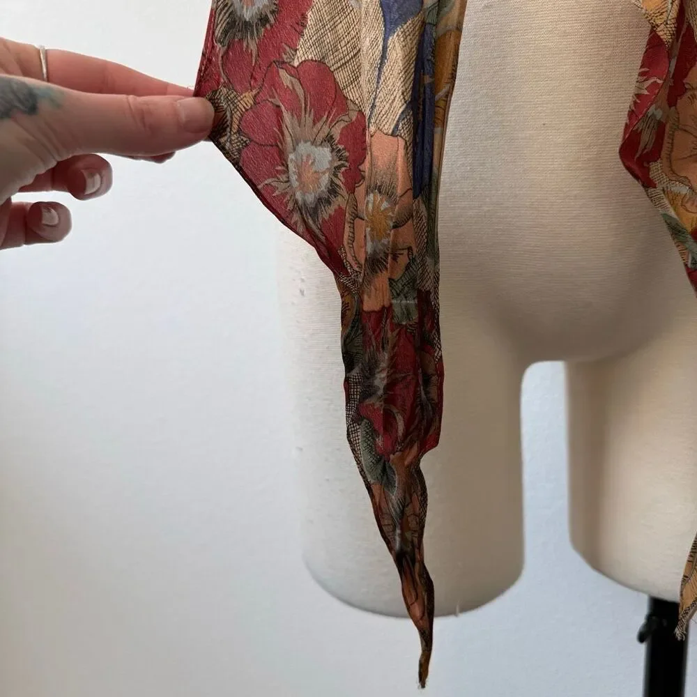 Liz Claiborne Silk Lightweight Multicolor Floral Flower-Print Scarf for Women